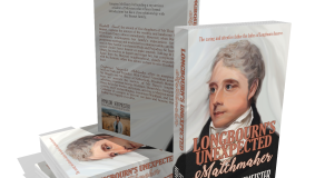 A 3D book stack of paperback's. The book is Longbourn's unexpected Matchmaker by Emmaline Hoffmeister.