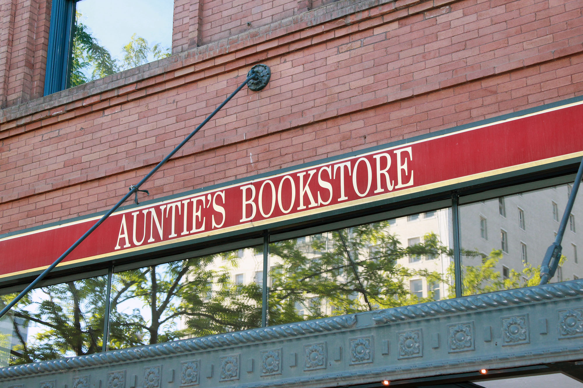 The sign out front of Auntie's Bookstore in Spokane, Washington.