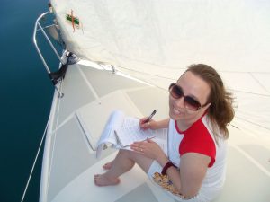 Emmaline Writing Her First Novel Emmaline Hoffmeister on the sailboat in 2009.